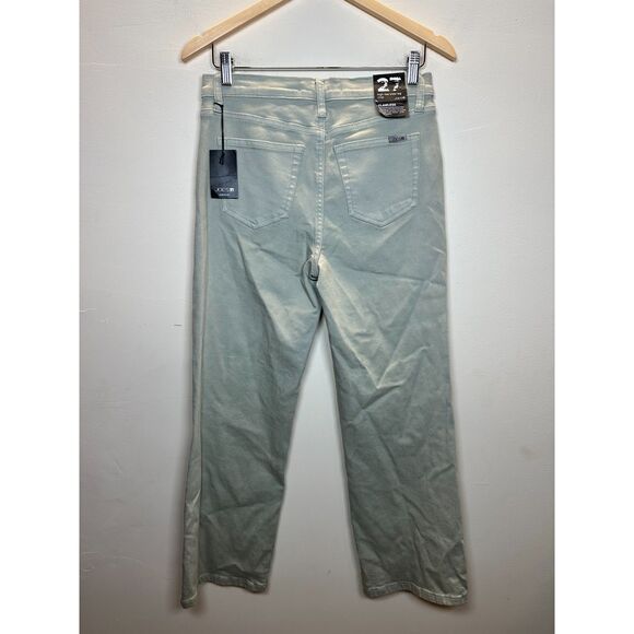 Joe's Women's Size 27 Gloss Green The Black High Rise Wide Leg Crop Jeans NWT - Picture 6 of 9